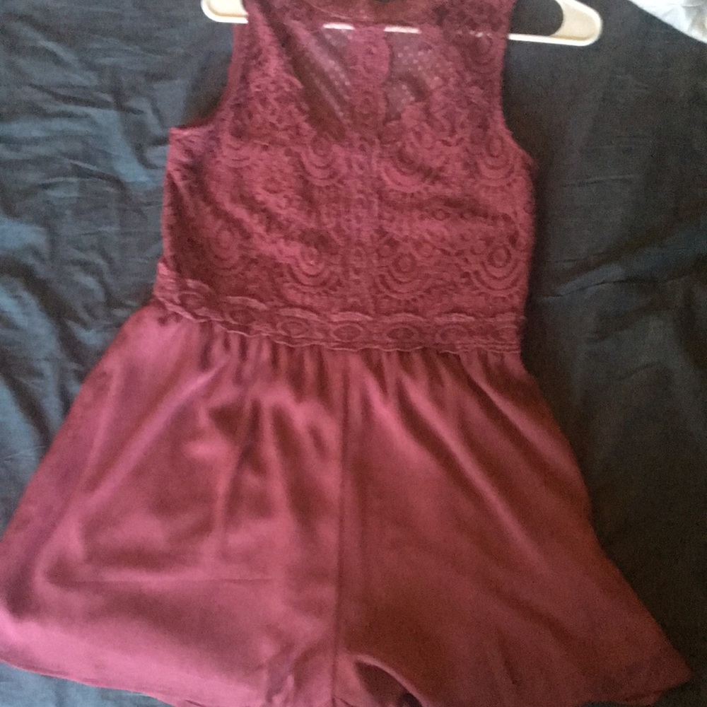 Maroon Romper with Lace